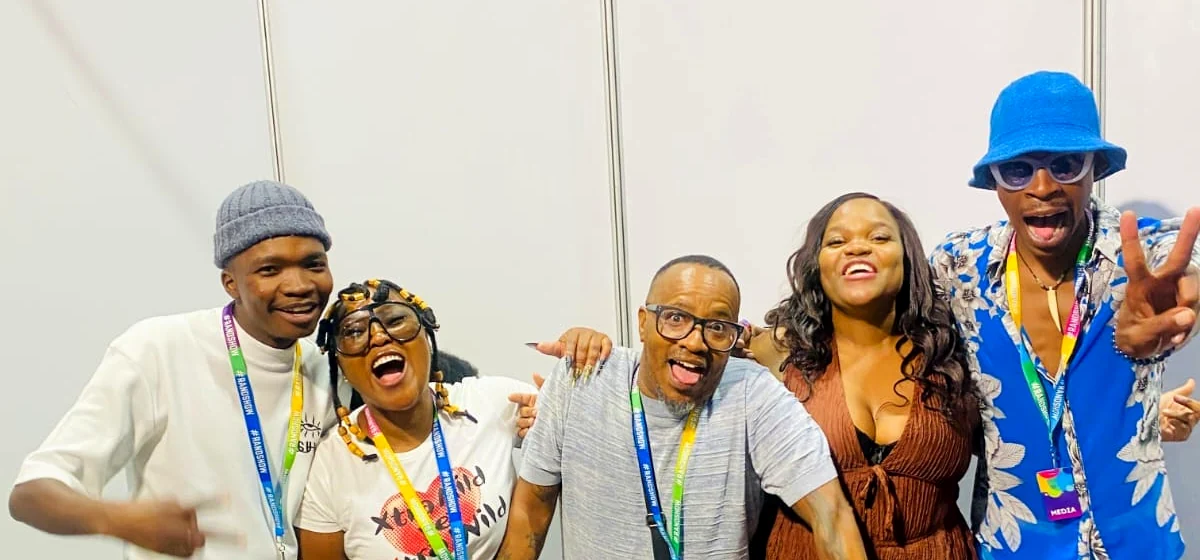 The Bloma Nathi Radio team at their broadcast desk at the Rand Show