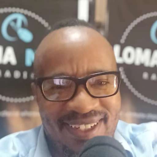 Tebogo Majokana in the Bloma Nathi Radio studio
